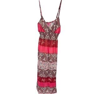 Vintage Y2K Shes Cool Womens Sz M Maxi Length Sleeveless Dress Pink Metallic